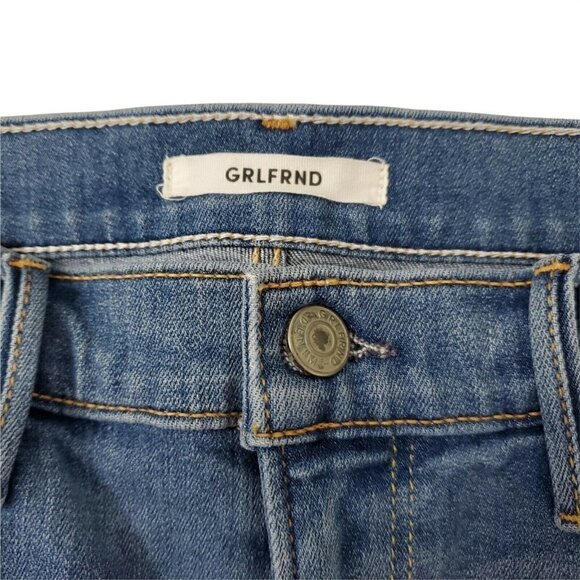 GRLFRND Jeans‎ 28 Blue Skinny Candice Mid Rise Distressed Raw Hem Stretch - Picture 4 of 11